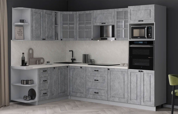 Изображение товара Кухонный гарнитур Интерлиния Мила Деко 1.88x2.8 LV (керамика/керамика/опал светлый)