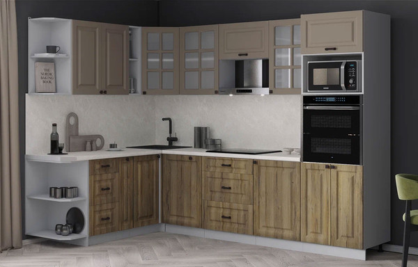 Изображение товара Кухонный гарнитур Интерлиния Мила Деко 1.88x2.8 LV (дуб вотан/луна/опал светлый)