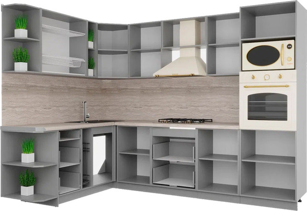 Изображение товара Кухонный гарнитур Интерлиния Мила Деко 1.88x2.8 LV (дуб вотан/луна/опал светлый)