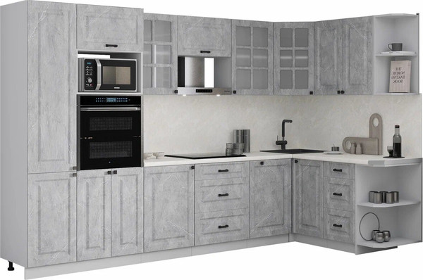 Изображение товара Кухонный гарнитур Интерлиния Мила Деко 1.88x3.2 PR (керамика/керамика/опал светлый)