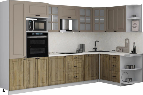 Изображение товара Кухонный гарнитур Интерлиния Мила Деко 1.88x3.2 PR (дуб вотан/луна/опал светлый)