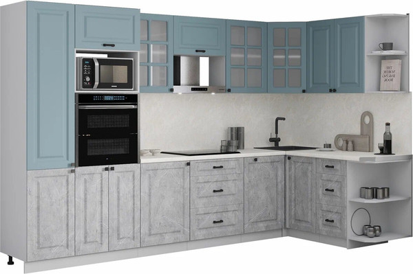 Изображение товара Кухонный гарнитур Интерлиния Мила Деко 1.88x3.2 PR (керамика/океан/опал светлый)