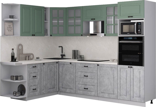 Изображение товара Кухонный гарнитур Интерлиния Мила Деко 1.88x2.8 LV (керамика/мята/опал светлый)