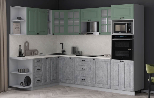 Изображение товара Кухонный гарнитур Интерлиния Мила Деко 1.88x2.8 LV (керамика/мята/опал светлый)