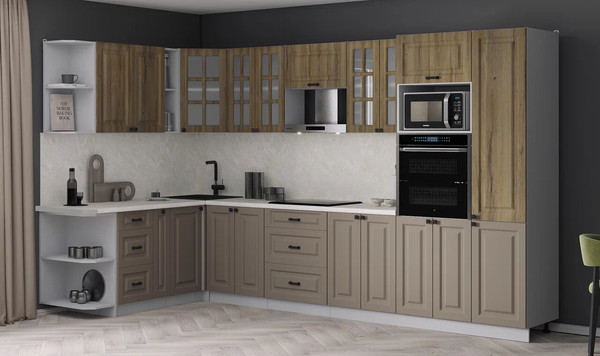 Изображение товара Кухонный гарнитур Интерлиния Мила Деко 1.88x3.4 LV (луна/дуб вотан/опал светлый)