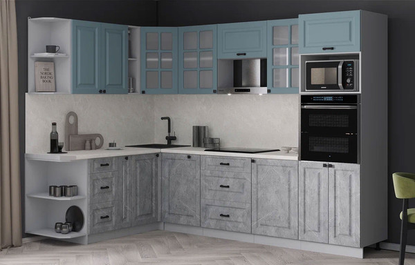 Изображение товара Кухонный гарнитур Интерлиния Мила Деко 1.88x2.8 LV (керамика/океан/опал светлый)