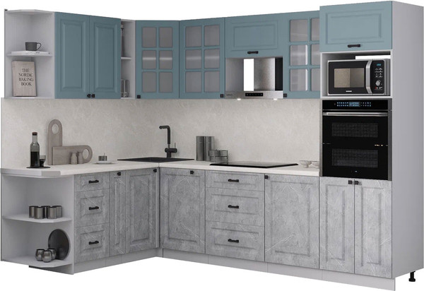 Изображение товара Кухонный гарнитур Интерлиния Мила Деко 1.88x2.8 LV (керамика/океан/опал светлый)