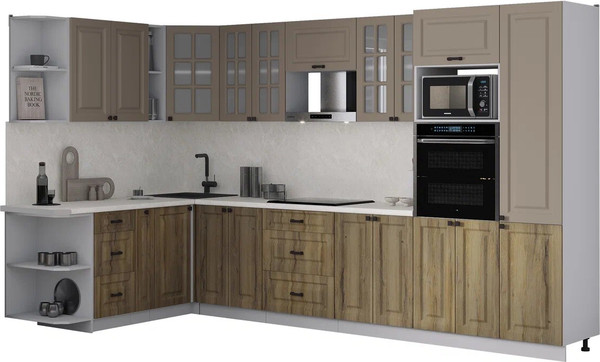 Изображение товара Кухонный гарнитур Интерлиния Мила Деко 1.88x3.4 LV (дуб вотан/луна/опал светлый)