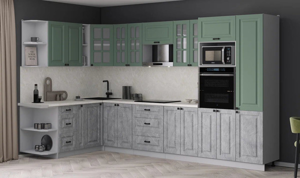 Изображение товара Кухонный гарнитур Интерлиния Мила Деко 1.88x3.4 LV (керамика/мята/опал светлый)