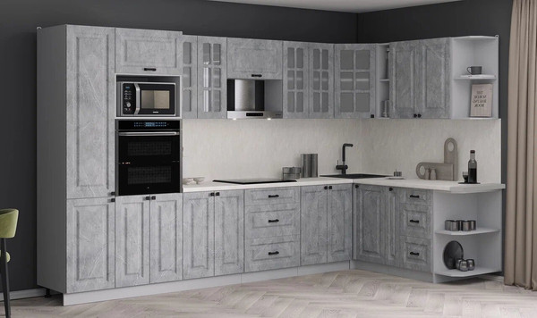 Изображение товара Кухонный гарнитур Интерлиния Мила Деко 1.88x3.4 PR (керамика/керамика/опал светлый)