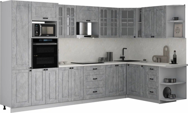 Изображение товара Кухонный гарнитур Интерлиния Мила Деко 1.88x3.4 PR (керамика/керамика/опал светлый)