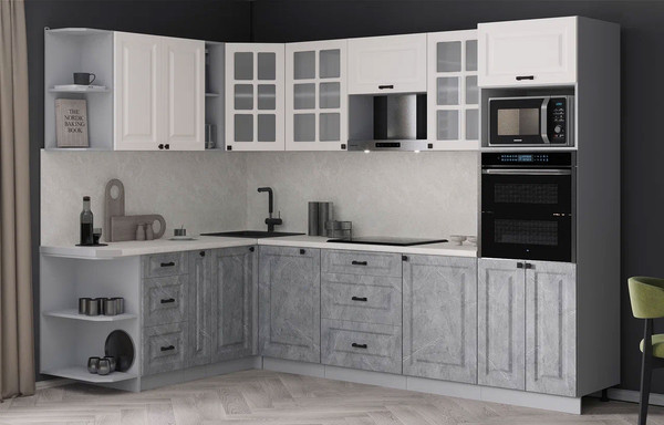 Изображение товара Кухонный гарнитур Интерлиния Мила Деко 1.88x2.8 LV (керамика/белый/опал светлый)