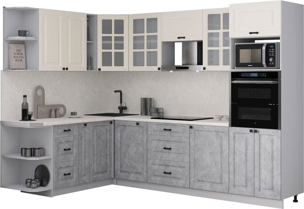 Изображение товара Кухонный гарнитур Интерлиния Мила Деко 1.88x2.8 LV (керамика/белый/опал светлый)