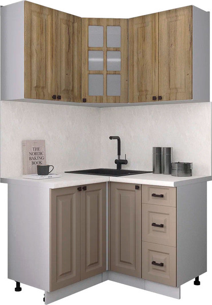 Изображение товара Кухонный гарнитур Интерлиния Мила Деко 1.2x1.2 (луна/дуб вотан/опал светлый)