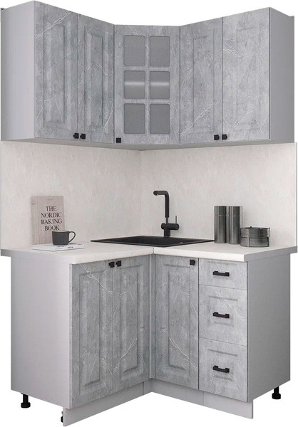 Изображение товара Кухонный гарнитур Интерлиния Мила Деко 1.2x1.2 (керамика/керамика/опал светлый)