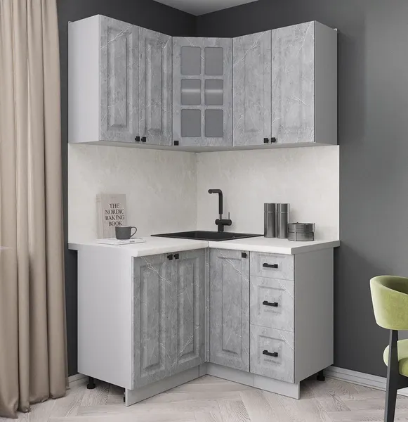 Изображение товара Кухонный гарнитур Интерлиния Мила Деко 1.2x1.2 (керамика/керамика/опал светлый)