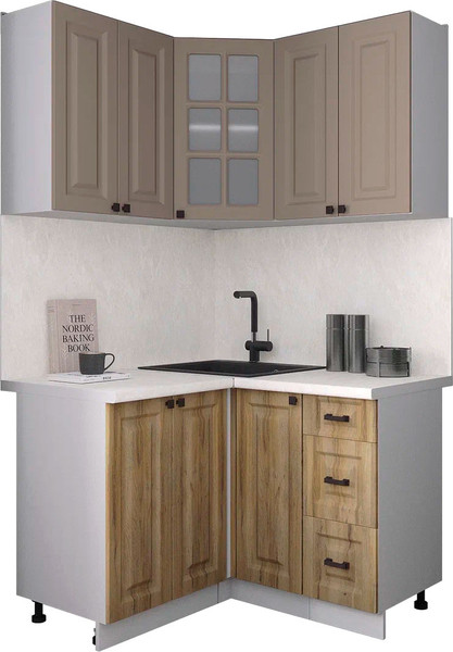 Изображение товара Кухонный гарнитур Интерлиния Мила Деко 1.2x1.2 (дуб вотан/луна/опал светлый)