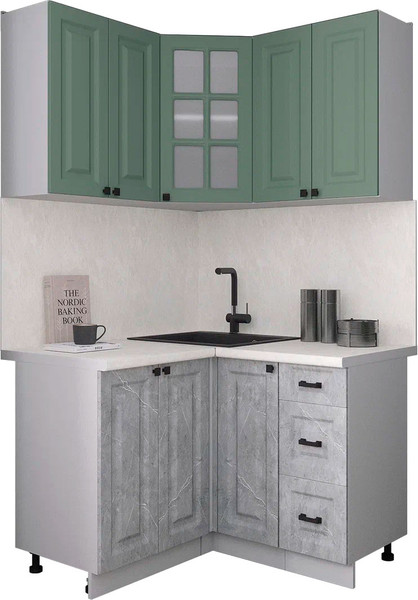 Изображение товара Кухонный гарнитур Интерлиния Мила Деко 1.2x1.2 (керамика/мята/опал светлый)