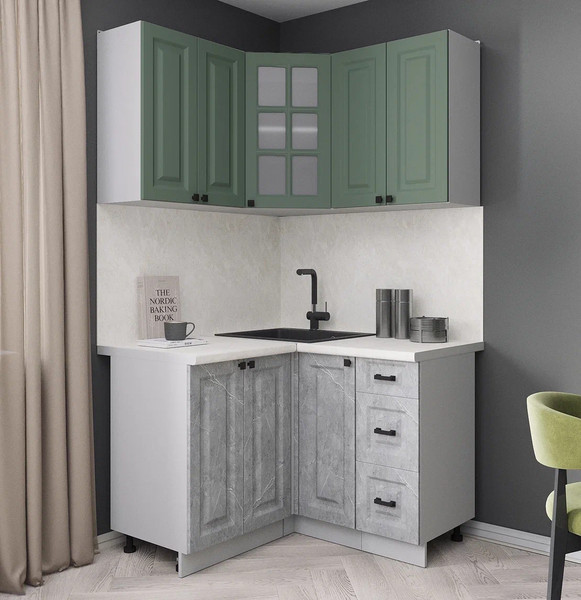 Изображение товара Кухонный гарнитур Интерлиния Мила Деко 1.2x1.2 (керамика/мята/опал светлый)