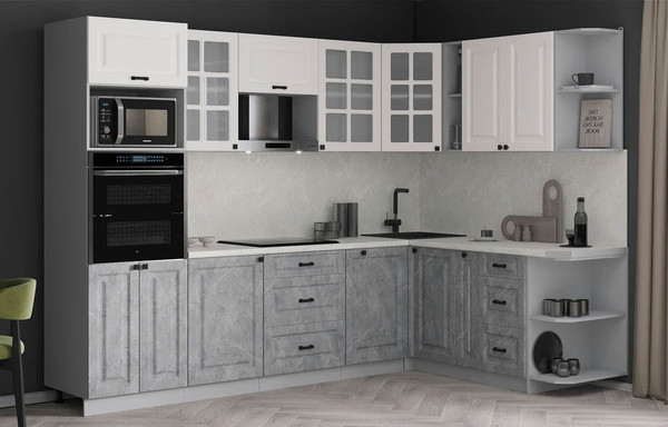 Изображение товара Кухонный гарнитур Интерлиния Мила Деко 1.88x2.8 PR (керамика/белый/опал светлый)