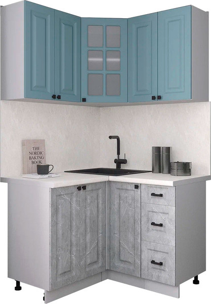 Изображение товара Кухонный гарнитур Интерлиния Мила Деко 1.2x1.2 (керамика/океан/опал светлый)