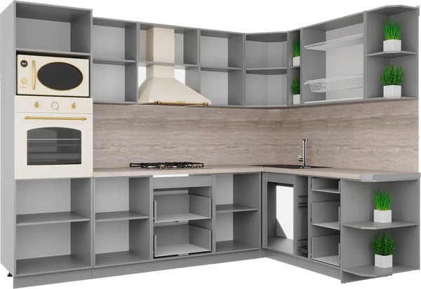 Изображение товара Кухонный гарнитур Интерлиния Мила Деко 1.88x2.8 PR (черный/белый/дуб бунратти)