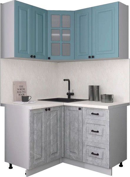 Изображение товара Кухонный гарнитур Интерлиния Мила Деко 1.2x1.3 (керамика/океан/опал светлый)