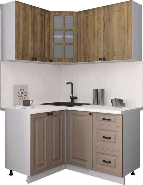 Изображение товара Кухонный гарнитур Интерлиния Мила Деко 1.2x1.4 (луна/дуб вотан/опал светлый)