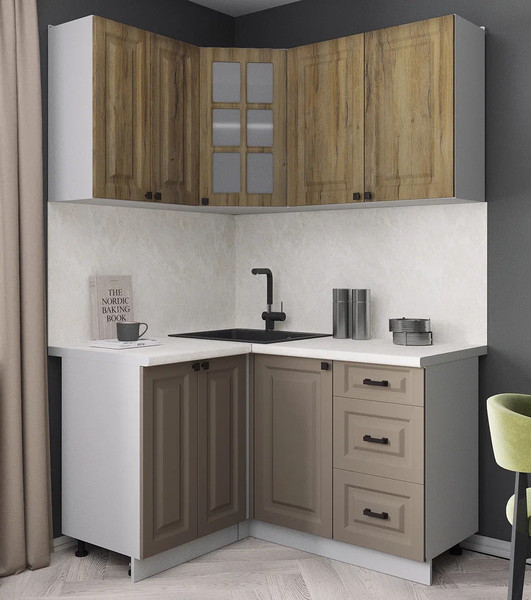 Изображение товара Кухонный гарнитур Интерлиния Мила Деко 1.2x1.4 (луна/дуб вотан/опал светлый)