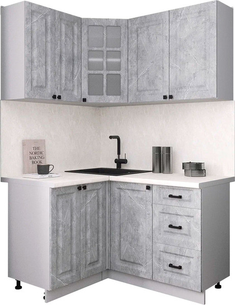 Изображение товара Кухонный гарнитур Интерлиния Мила Деко 1.2x1.4 (керамика/керамика/опал светлый)