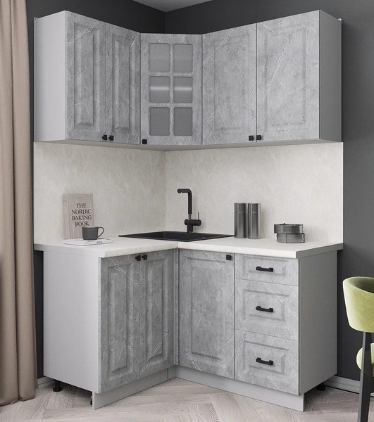 Изображение товара Кухонный гарнитур Интерлиния Мила Деко 1.2x1.4 (керамика/керамика/опал светлый)