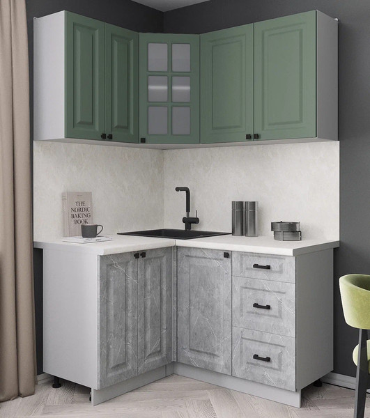 Изображение товара Кухонный гарнитур Интерлиния Мила Деко 1.2x1.4 (керамика/мята/опал светлый)