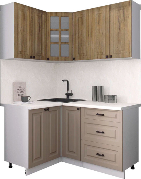 Изображение товара Кухонный гарнитур Интерлиния Мила Деко 1.2x1.5 (луна/дуб вотан/опал светлый)