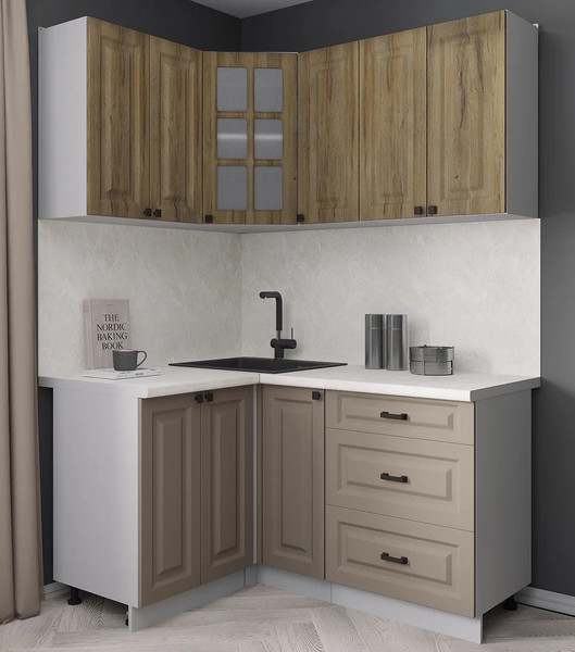 Изображение товара Кухонный гарнитур Интерлиния Мила Деко 1.2x1.5 (луна/дуб вотан/опал светлый)