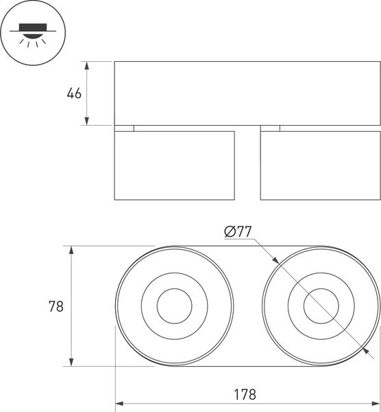 Изображение товара Точечный светильник Arlight SP-PLURIO-SURFACE-RS179x78-18W Day4000 BK-BRS 36deg / 040462