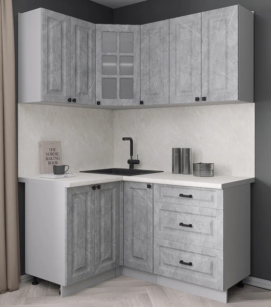 Изображение товара Кухонный гарнитур Интерлиния Мила Деко 1.2x1.5 (керамика/керамика/опал светлый)