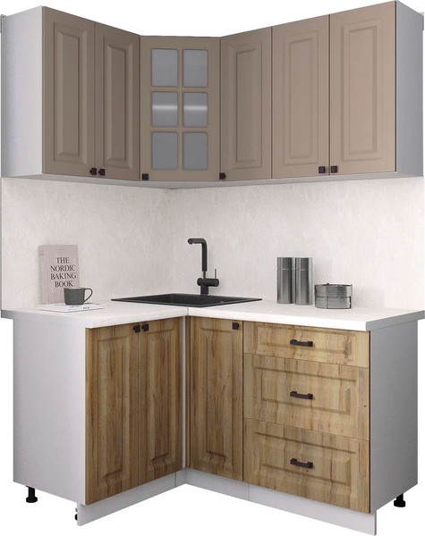 Изображение товара Кухонный гарнитур Интерлиния Мила Деко 1.2x1.5 (дуб вотан/луна/опал светлый)