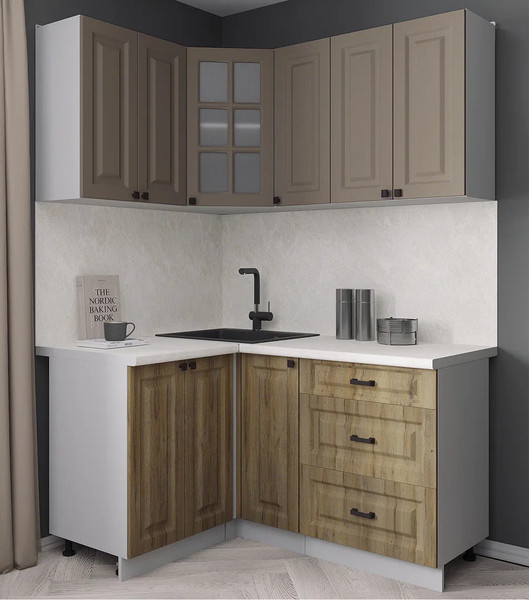 Изображение товара Кухонный гарнитур Интерлиния Мила Деко 1.2x1.5 (дуб вотан/луна/опал светлый)