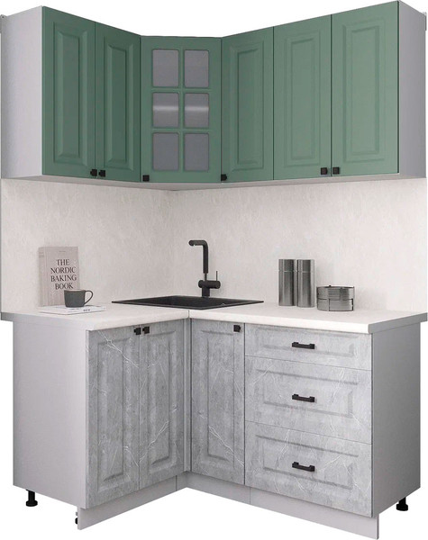 Изображение товара Кухонный гарнитур Интерлиния Мила Деко 1.2x1.5 (керамика/мята/опал светлый)