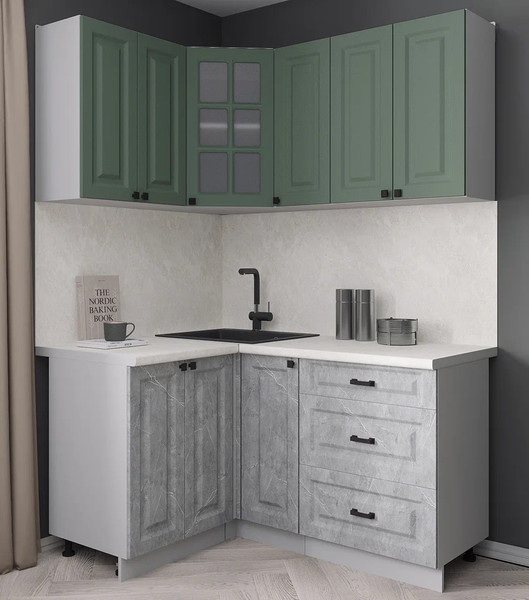 Изображение товара Кухонный гарнитур Интерлиния Мила Деко 1.2x1.5 (керамика/мята/опал светлый)