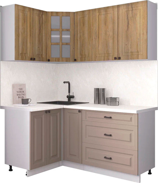 Изображение товара Кухонный гарнитур Интерлиния Мила Деко 1.2x1.7 (луна/дуб вотан/опал светлый)