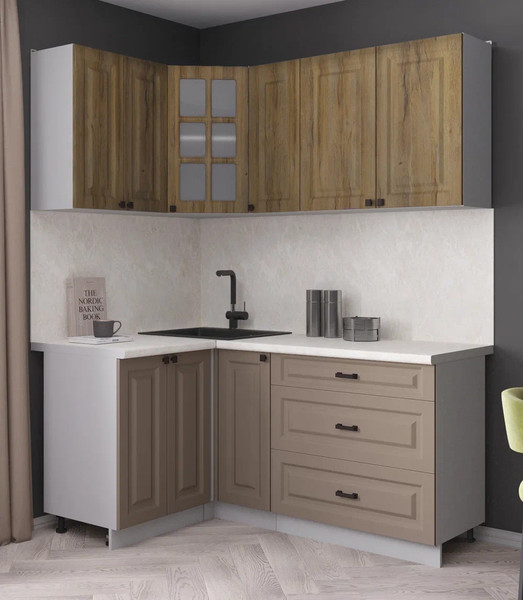 Изображение товара Кухонный гарнитур Интерлиния Мила Деко 1.2x1.7 (луна/дуб вотан/опал светлый)