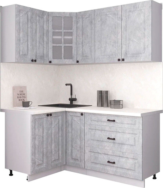 Изображение товара Кухонный гарнитур Интерлиния Мила Деко 1.2x1.7 (керамика/керамика/опал светлый)