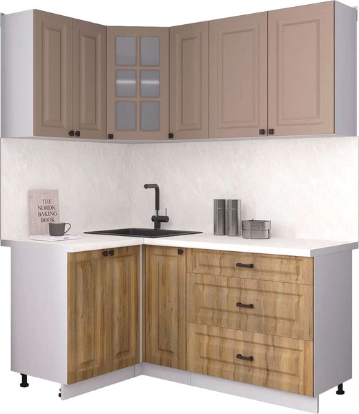 Изображение товара Кухонный гарнитур Интерлиния Мила Деко 1.2x1.7 (дуб вотан/луна/опал светлый)