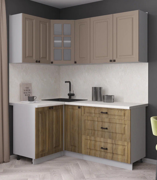 Изображение товара Кухонный гарнитур Интерлиния Мила Деко 1.2x1.7 (дуб вотан/луна/опал светлый)