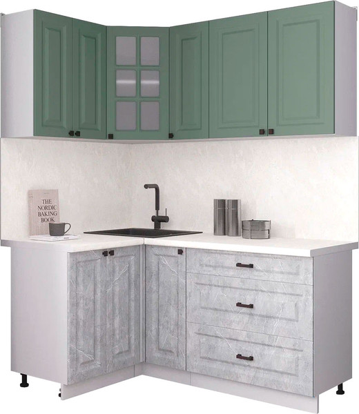 Изображение товара Кухонный гарнитур Интерлиния Мила Деко 1.2x1.7 (керамика/мята/опал светлый)