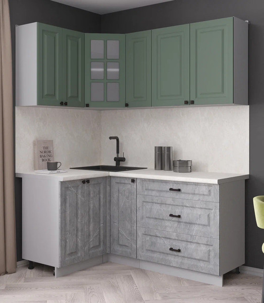 Изображение товара Кухонный гарнитур Интерлиния Мила Деко 1.2x1.7 (керамика/мята/опал светлый)