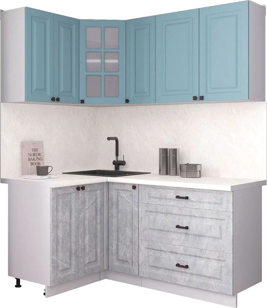 Изображение товара Кухонный гарнитур Интерлиния Мила Деко 1.2x1.7 (керамика/океан/опал светлый)