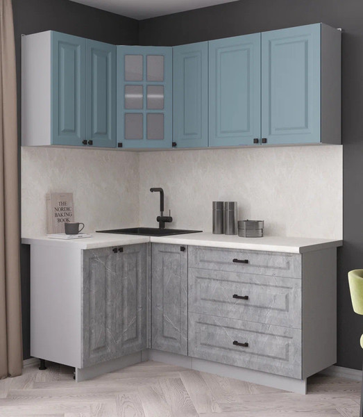 Изображение товара Кухонный гарнитур Интерлиния Мила Деко 1.2x1.7 (керамика/океан/опал светлый)