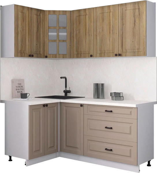 Изображение товара Кухонный гарнитур Интерлиния Мила Деко 1.2x1.8 (луна/дуб вотан/опал светлый)